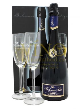 Bohemia Sekt Prestige brut + dárkové balení 0,75 lse 2mi skleničkami